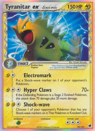 Image of Tyranitar ex (Delta Species) 099  - Holofoil Dragon Frontiers - Ultra Rare