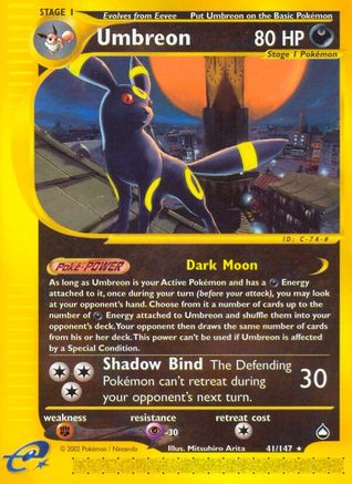 Image of Umbreon 041  - Reverse Holofoil Aquapolis - Rare