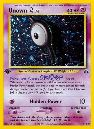 Image of Unown [A] (14) 014/75  - Unlimited Holofoil Neo Discovery - Holo Rare