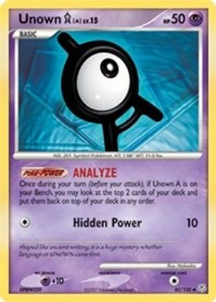 Image of Unown [A] 065/130  - Reverse Holofoil Diamond and Pearl - Uncommon