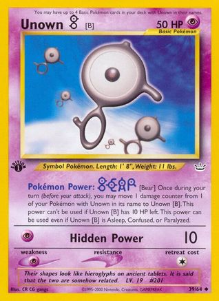 Image of Unown [B] 039/64  - 1st Edition Neo Revelation - Uncommon