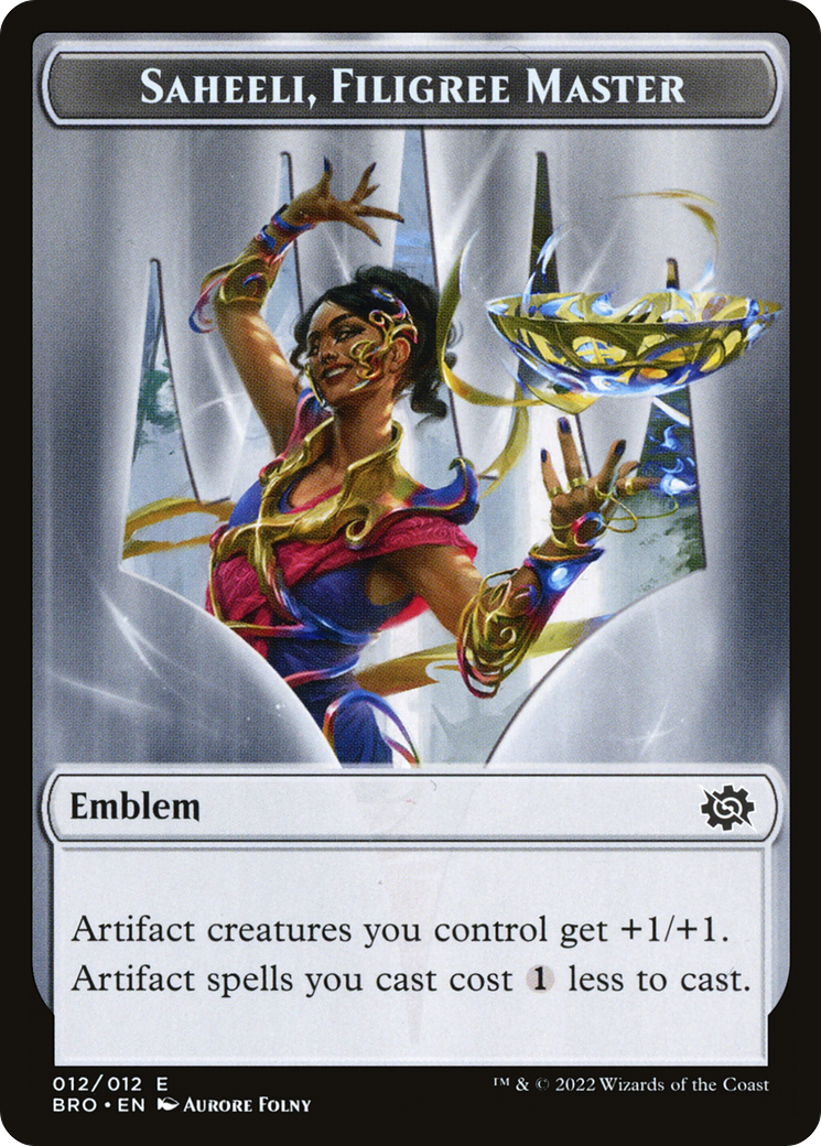 Image of Saheeli, Filigree Master Emblem (TBRO-012) - The Brothers' War Tokens Foil