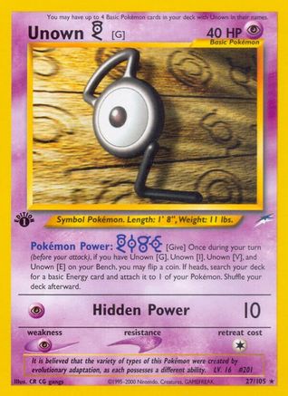 Image of Unown [G] 027  - 1st Edition Neo Destiny - Rare