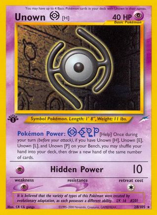 Image of Unown [H] 028  - 1st Edition Neo Destiny - Rare