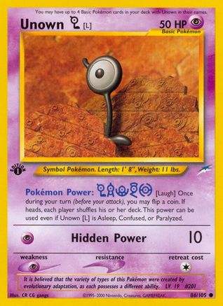 Image of Unown [L] 086/105  - 1st Edition Neo Destiny - Common