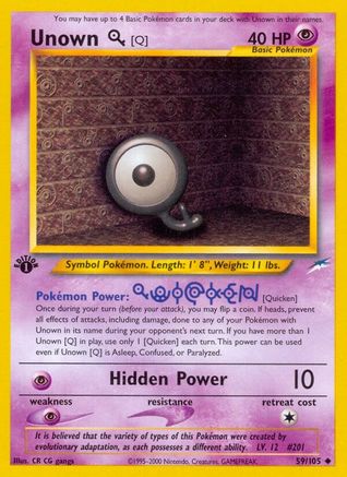 Image of Unown [Q] 059/105  - 1st Edition Neo Destiny - Uncommon
