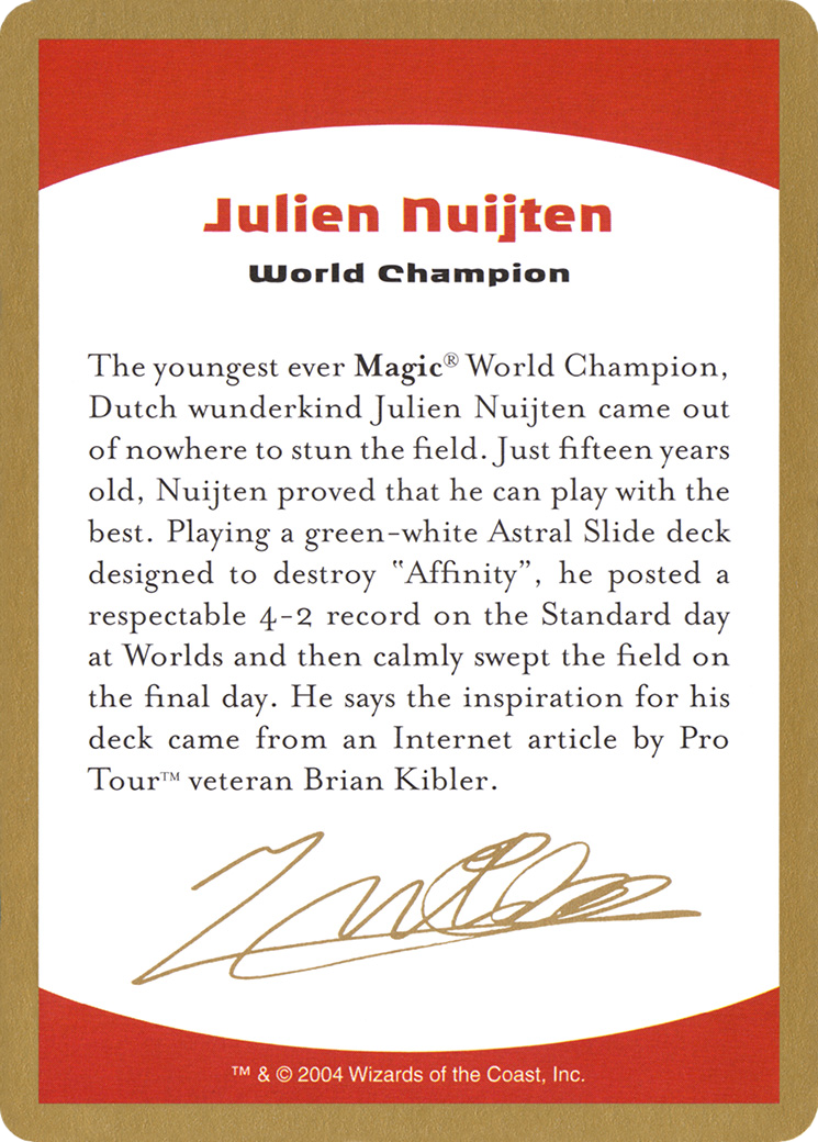 Image of 2004 Julien Nuijten Biography Card (WCD-) - World Championship Decks 2004