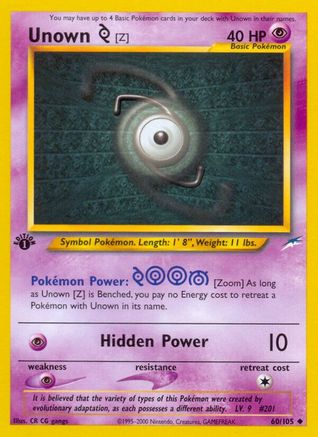 Image of Unown [Z] 060/105  - 1st Edition Neo Destiny - Uncommon