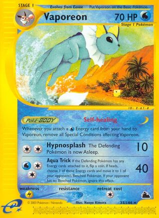 Image of Vaporeon 033  - Reverse Holofoil Skyridge - Rare