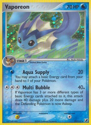 Image of Vaporeon 019  - Reverse Holofoil Unseen Forces - Holo Rare