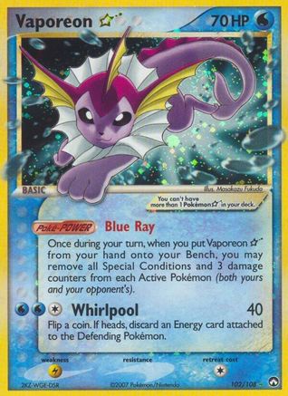 Image of Vaporeon Star 102  - Holofoil Power Keepers - Ultra Rare