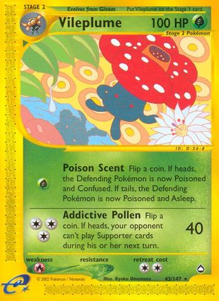 Image of Vileplume 043  - Reverse Holofoil Aquapolis - Rare