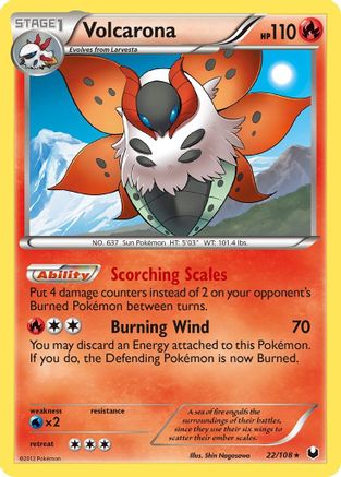 Image of Volcarona 022/108  - Reverse Holofoil Dark Explorers - Holo Rare
