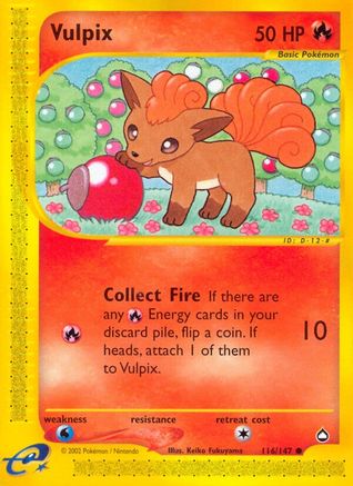 Image of Vulpix 116/147  - Reverse Holofoil Aquapolis - Common