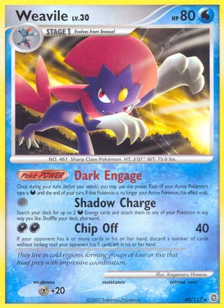 Image of Weavile  - Reverse Holofoil Secret Wonders - Rare