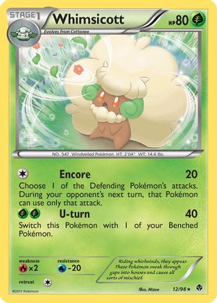 Image of Whimsicott (12) 012  - Reverse Holofoil Emerging Powers - Rare