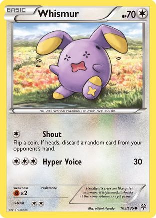 Image of Whismur 105  - Reverse Holofoil Plasma Storm - Common