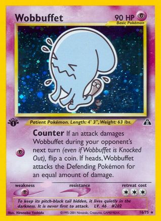 Image of Wobbuffet (16) 016/75  - 1st Edition Holofoil Neo Discovery - Holo Rare