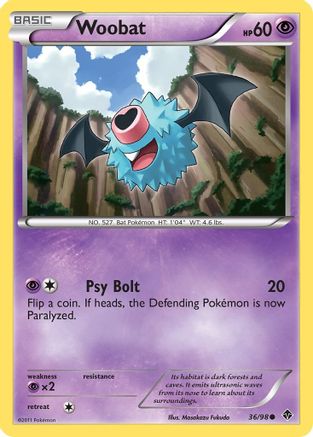 Image of Woobat 036  - Reverse Holofoil Emerging Powers - Common