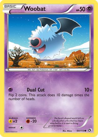 Image of Woobat 064  - Reverse Holofoil Legendary Treasures - Common
