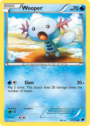 Image of Wooper 021/116  - Reverse Holofoil Plasma Freeze - Common