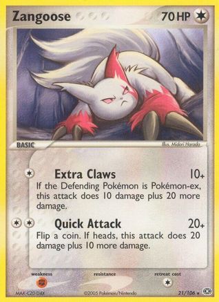 Image of Zangoose 021  - Reverse Holofoil Emerald - Rare