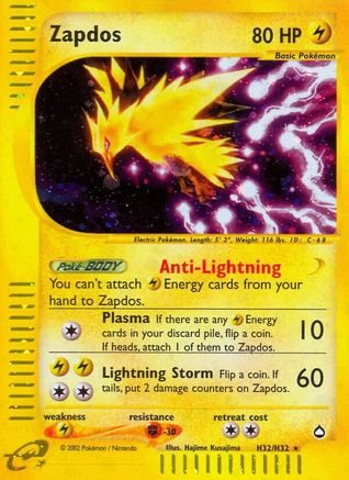 Image of Zapdos (H32) H32  - Holofoil Aquapolis - Holo Rare