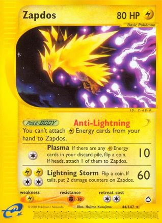 Image of Zapdos 044  - Reverse Holofoil Aquapolis - Rare