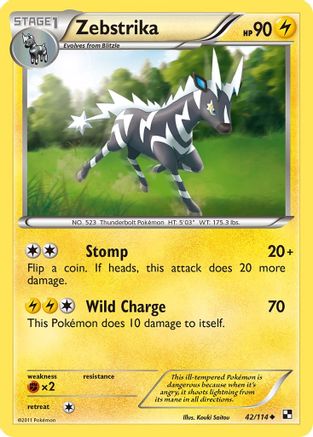 Image of Zebstrika (42) 042  - Reverse Holofoil Black and White - Uncommon