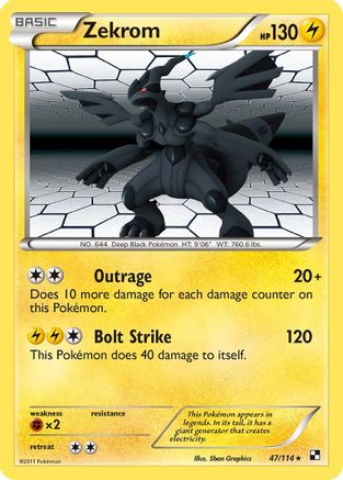 Image of Zekrom 047/114  - Reverse Holofoil Black and White - Holo Rare