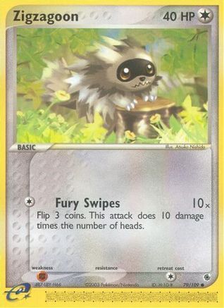 Image of Zigzagoon 079/109  - Reverse Holofoil Ruby and Sapphire - Common
