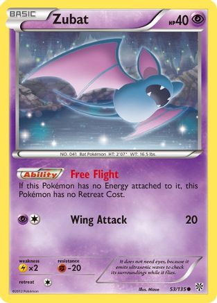 Image of Zubat (53) 053/135  - Reverse Holofoil Plasma Storm - Common