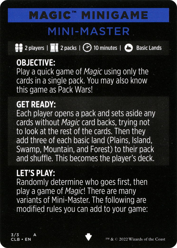 Image of Mini-Master // Mini-Master (cont'd) (MCLB-003) - Commander Legends: Battle for Baldur's Gate Minigames Foil