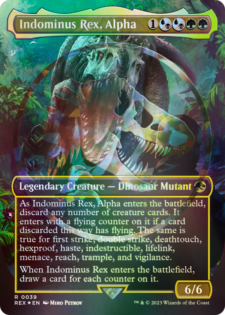 Image of Indominus Rex, Alpha (Borderless) (Emblem) (REX-039) - Jurassic World Collection (Borderless) Foil