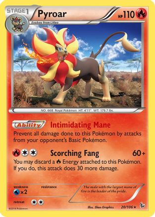 Image of Pyroar 020/106  - Reverse Holofoil XY  Flashfire - Holo Rare