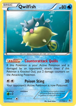 Image of Qwilfish 021  XY  Flashfire - Rare