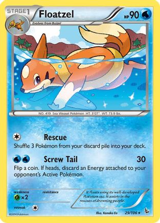 Image of Floatzel 029/106  - Reverse Holofoil XY  Flashfire - Rare