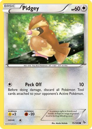 Image of Pidgey 075/106  - Reverse Holofoil XY  Flashfire - Common