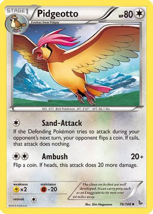 Image of Pidgeotto 076/106  - Reverse Holofoil XY  Flashfire - Uncommon