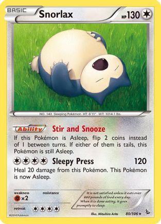 Image of Snorlax 080/106  - Reverse Holofoil XY  Flashfire - Rare