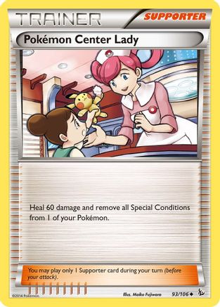Image of Pokemon Center Lady 093/106  - Reverse Holofoil XY  Flashfire - Uncommon
