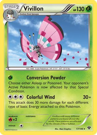 Image of Vivillon (Meadow [Pink])  - Reverse Holofoil XY Base Set - Holo Rare