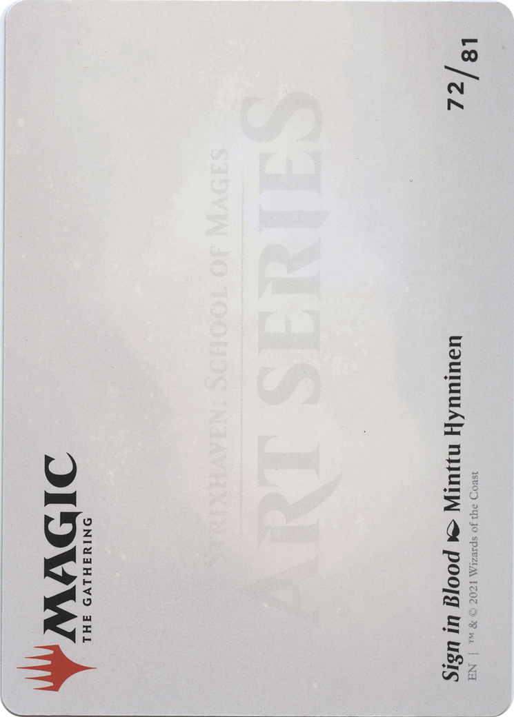 Image of Sign in Blood // Sign in Blood (ASTX-072) - Strixhaven Art Series (Borderless)