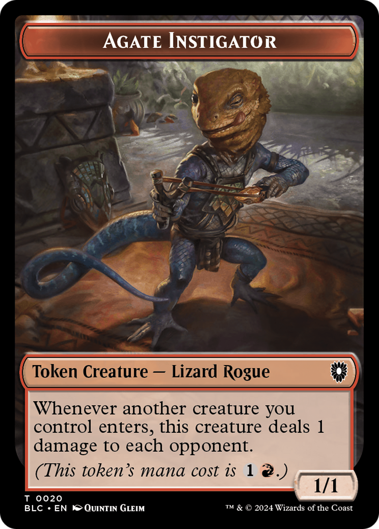Image of Agate Instigator (TBLC-020) - Bloomburrow Commander Tokens