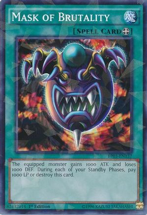 Image of Mask of Brutality (Shatterfoil) (BP03-EN137) - Battle Pack 3: Monster League 1st Edition