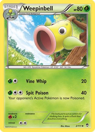Image of Weepinbell 002  - Reverse Holofoil XY  Furious Fists - Uncommon
