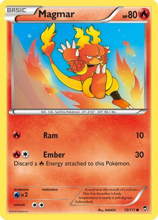 Image of Magmar 010  - Reverse Holofoil XY  Furious Fists - Common