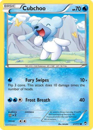 Image of Cubchoo 021  - Reverse Holofoil XY  Furious Fists - Common