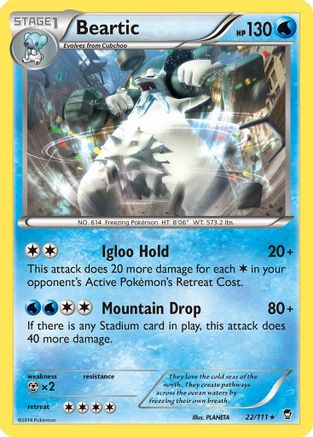 Image of Beartic 022  - Reverse Holofoil XY  Furious Fists - Rare