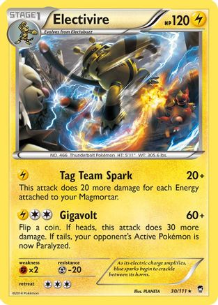 Image of Electivire 030  - Reverse Holofoil XY  Furious Fists - Rare